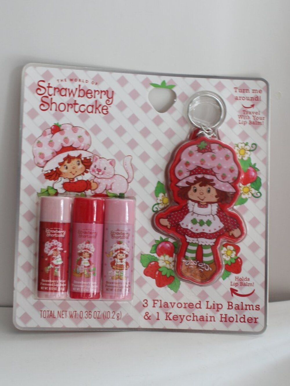 Strawberry Shortcake 3pk Lip Balm With Keychain Holder
